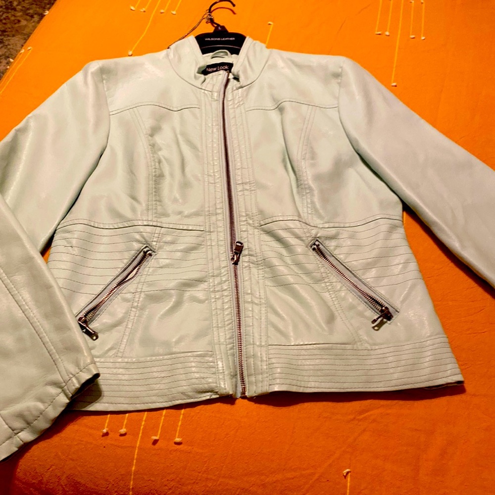 Ladies mint green leather jacket size xl